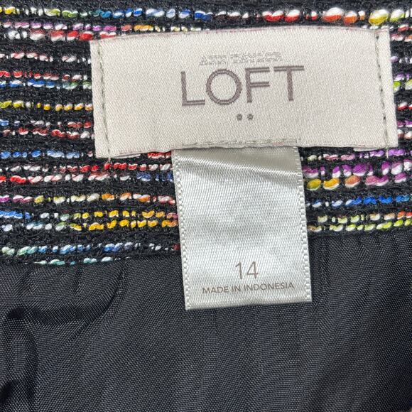 LOFT Rainbow Striped Skirt 14 Retro Mod Preppy Academia Multicolor Pocket Lined - Picture 4 of 8